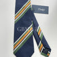 Drakes Handmade Striped Tipped Silk Tie With Tag