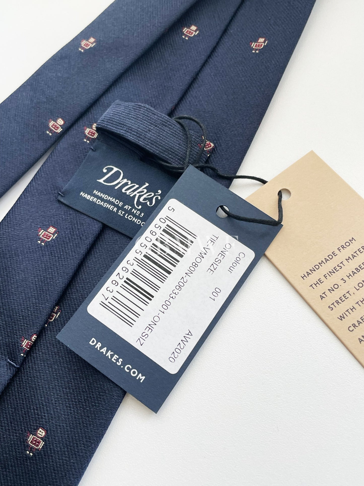 Drakes Handmade Tipped Silk Tie With Tag Robot
