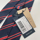 Drakes Handmade Striped Tipped Silk Tie With Tag