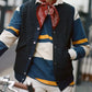 Drakes Ecru, Navy and Yellow Stripe Cotton Rugby Shirt Size Medium