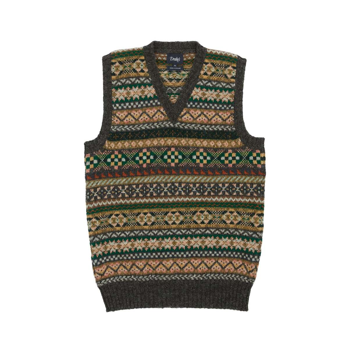 Drake's Fair Isle Vest Size Medium