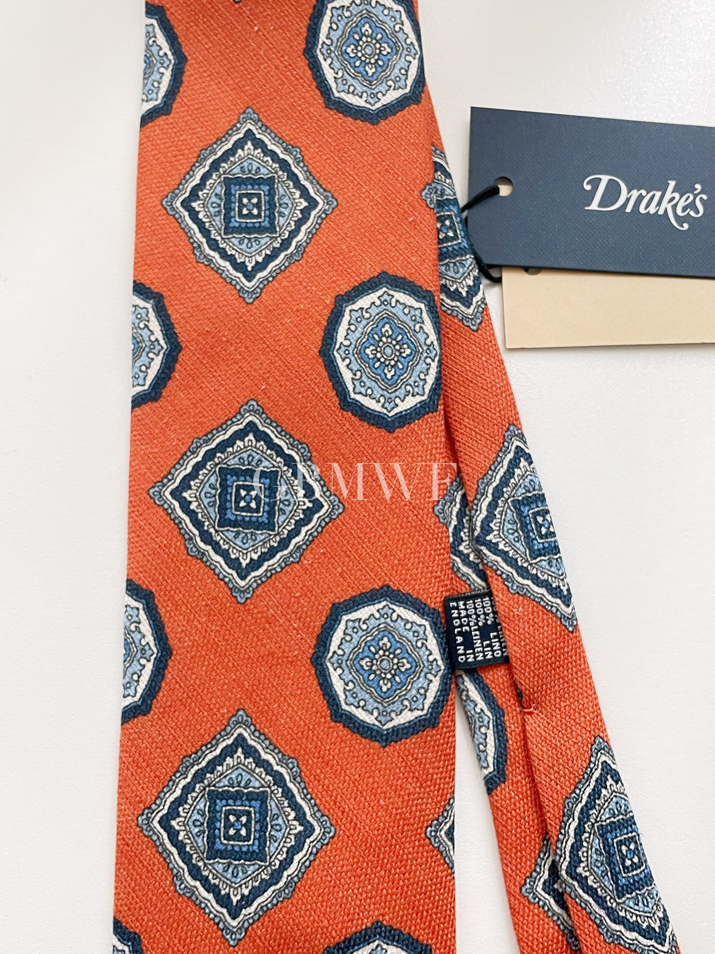 Drakes Hand-rolled Edge Silk Handmade Tie With Tag