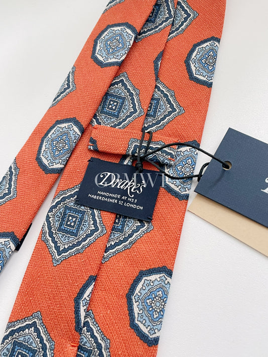 Drakes Hand-rolled Edge Silk Handmade Tie With Tag