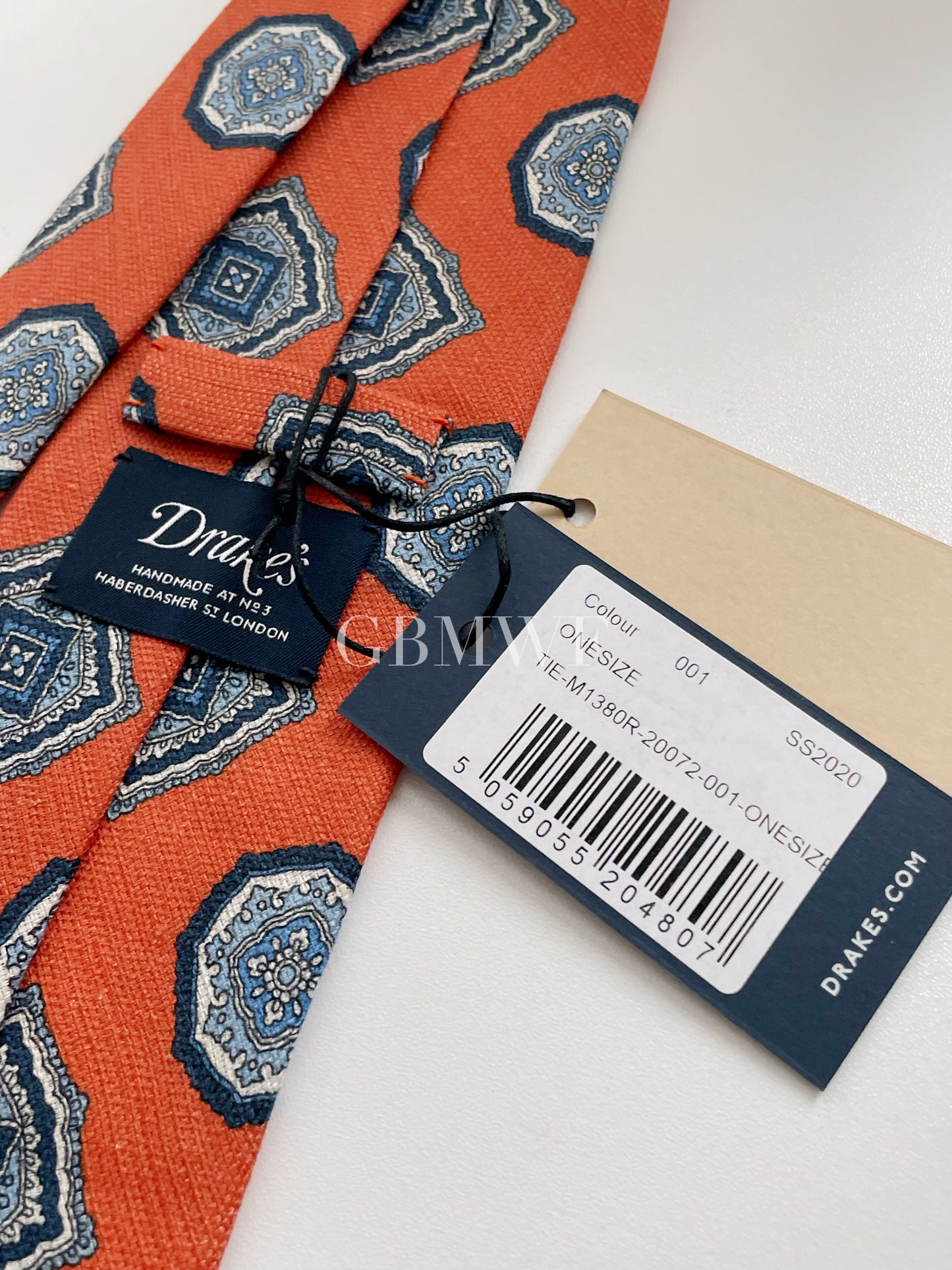 Drakes Hand-rolled Edge Silk Handmade Tie With Tag