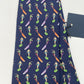 Limited Drakes Navy Multicoloured Tipped Silk Tie with Surfing Motif Sports Collection