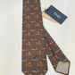 Limited Drakes Brown Hand-rolled Edge Silk Tie  With Tag with Skiing Motif Sports Collection