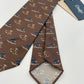 Limited Drakes Brown Hand-rolled Edge Silk Tie  With Tag with Skiing Motif Sports Collection