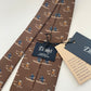 Limited Drakes Brown Hand-rolled Edge Silk Tie  With Tag with Skiing Motif Sports Collection