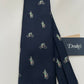 Limited Drakes Navy and Green Tipped Silk Tie with Bike Cycling Motif Sports Collection