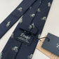 Limited Drakes Navy and Green Tipped Silk Tie with Bike Cycling Motif Sports Collection