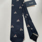 Limited Drakes Navy Hand-rolled Silk Tie with Bike Cycling Motif Sports Collection