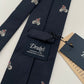 Limited Drakes Navy Hand-rolled Silk Tie with Bike Cycling Motif Sports Collection