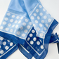 Drakes Blue Square Polka Dot Spot Print Cotton-Silk Bandana Limited Edition