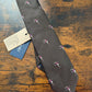 New Drakes Dark Brown Football  Motif Handmade Tipped Silk Tie With Tag Limited Edition