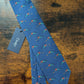 New Drakes Blue Curling Motif Handmade Tipped Silk Tie With Tag Limited Edition