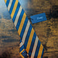 Drake's Yellow Navy Red Block Stripe Repp Silk Tipped Tie