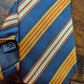 Drake's Yellow Navy Red Block Stripe Repp Silk Tipped Tie