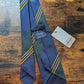 Drakes Navy Green Yellow Handmade Striped Silk Tie With Tag
