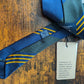 Drakes Navy Green Yellow Handmade Striped Silk Tie With Tag