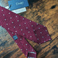 Drakes Burgundy Handmade Polka Dot Hand-rolled Silk Tie With Tag