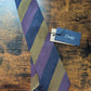 Drakes Purple Navy Mastard Handmade Striped Silk Tie With Tag