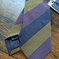 Drakes Purple Navy Mastard Handmade Striped Silk Tie With Tag
