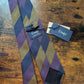 Drakes Purple Navy Mastard Handmade Striped Silk Tie With Tag