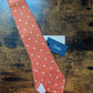 Drakes Orange White Handmade Polka Dot Hand-rolled Silk Tie With Tag