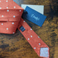 Drakes Orange White Handmade Polka Dot Hand-rolled Silk Tie With Tag