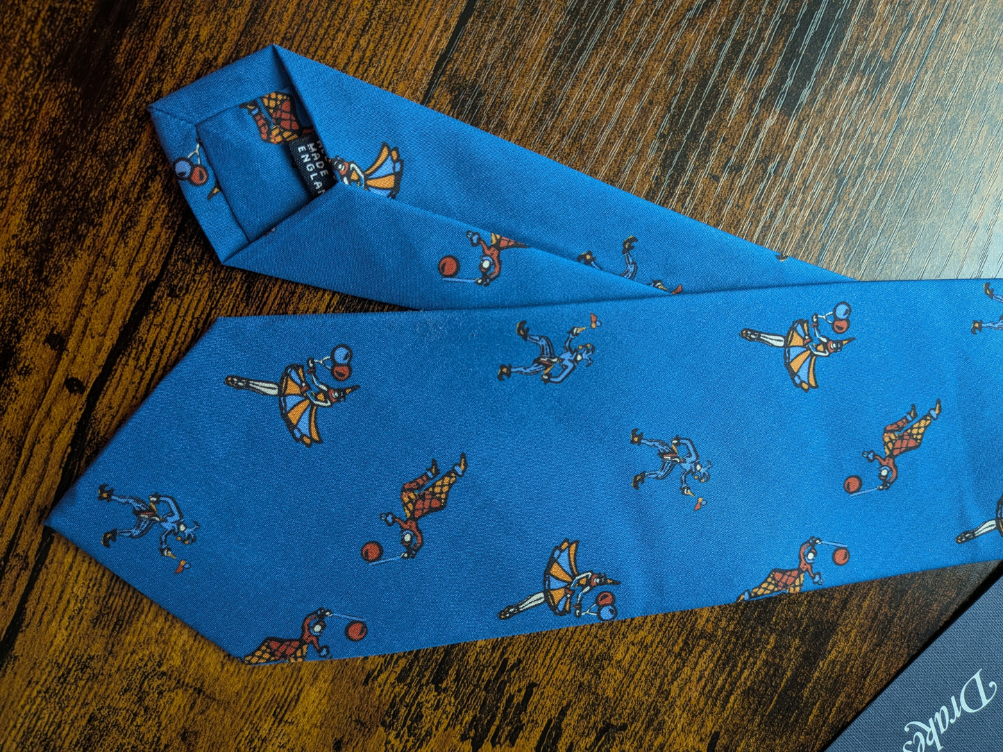 Drakes Blue Jesters Circus Handmade Tipped Silk Tie With Tag Circus Limited Edition