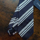Drakes Dark Navy White Handmade Striped Silk Tie With Tag
