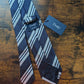 Drakes Dark Navy White Handmade Striped Silk Tie With Tag