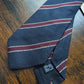 Drakes Navy Burgundy White Handmade Striped Silk Tie With Tag