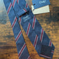Drakes Navy Burgundy White Handmade Striped Silk Tie With Tag