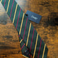 Drakes Green Yellow Pink Handmade Striped Silk Cotton Tie With Tag
