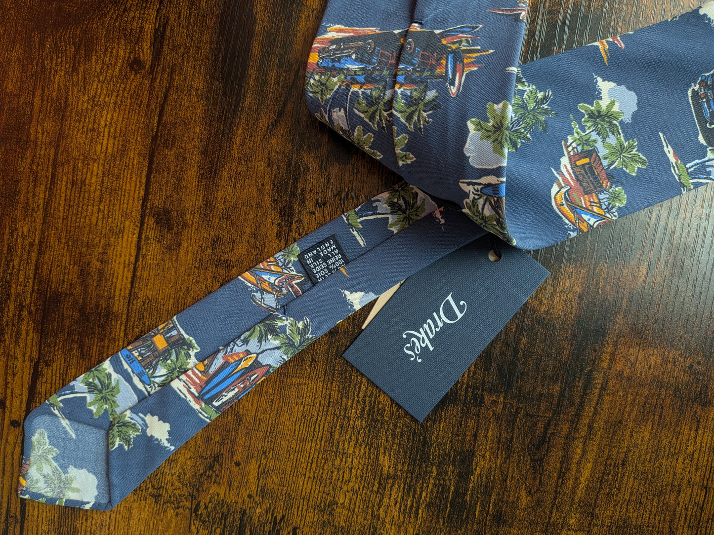 Drakes Tropical Vacation Handmade Rolled Edge Tie With Tag Limited Edition
