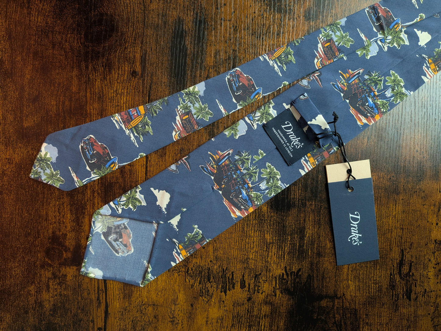 Drakes Tropical Vacation Handmade Rolled Edge Tie With Tag Limited Edition