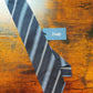 Drakes Grenadine Navy Blue Handmade Striped Silk Tie With Tag