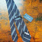 Drakes Grenadine Navy Blue Handmade Striped Silk Tie With Tag