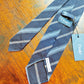 Drakes Grenadine Navy Blue Handmade Striped Silk Tie With Tag