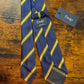 DrakesIndigo Blue Green Yellow  Handmade Striped Silk Tie With Tag