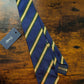 DrakesIndigo Blue Green Yellow  Handmade Striped Silk Tie With Tag