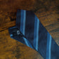 Drakes Dark and Light Blue Handmade Striped Silk Tie With Tag