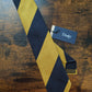 Drakes Yellow Dark Navy Block Striped Handmade Silk Tie With Tag
