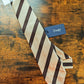 Drakes Cream Brown Block Striped Handmade Silk Tie With Tag