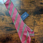 Drakes Dusty Rose Taupe Block Striped Handmade Silk Tie With Tag