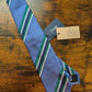 Drakes Blue Green Block Striped Handmade Silk Tie With Tag