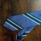 Drakes Blue Green Block Striped Handmade Silk Tie With Tag