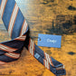 Drakes Navy Brown White Handmade Striped Silk Tie With Tag