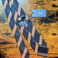Drakes Navy Brown White Handmade Striped Silk Tie With Tag